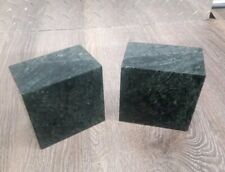 2 Vintage MCM Green Polished Marble Bookends Vermarco Vermont Marble Company picture