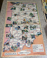 Vintage 1960s Illustrated Map Indiana 21x13 Bill Sajovic Art 1964 Poster Prop picture