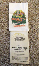 ANTIQUE KING'S CASTLE FLOUR ADVERTISING FREE SAMPLE FLOUR BAG & CARD MINNEAPOLIS picture