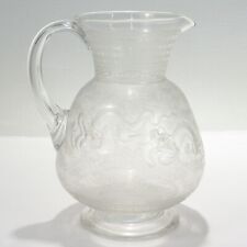 Antique Kny Attributed Stourbridge Engraved Glass Pitcher with Chinese Dragons picture