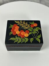 Palekh Russian Berries Trinket Box Hinged Vintage Wooden Lacquer USSR 3