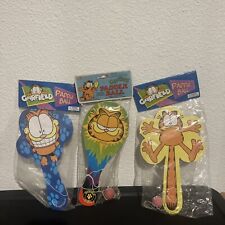 NEW Lot Of 3 Vintage Garfield Cat Paddle Ball Paddles In Packaging Rare picture