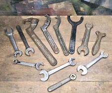 ☆BIG LOT☆ 12 VINTAGE TOOLS MACHINIST LATHE SPANNER WRENCH & TOOL POST WRENCHES picture