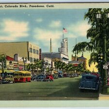 c1940s Pasadena, CA Colorado Blvd. Business District Route 66 Roadside Cars A216 picture