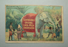 Old Antique Vtg 1900s Litho Trade Card Schonherrs Linen Mesh Underwear Elephant picture