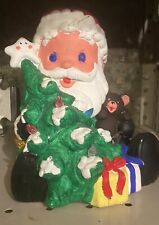 Vintage 1997 California Creations Ceramic Lighted Santa and Christmas Tree 7.5” picture