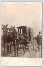 c1910s~Man & Horse Drawn Delivery Travel Wagon~Antique RPPC Postcard picture