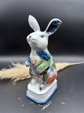 Vintage Porcelain Bunny Andrea by Sadek Hand Painted Floral Rabbit Figurine 8” picture
