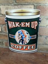 VINTAGE WAKE-EM UP COFFEE CAN PORCELAIN SIGN 12