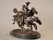 FREDERIC REMINGTON Vintage Bronze Statue Wounded Bunkie American Horse Sculpture picture