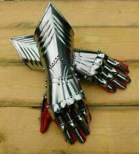 Armor Medieval Steel Gauntlets Late Gothic Knight Finger Gloves SCA LARP Gift picture