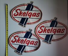 (3) VTG 1960s NOS SKELLY GAS PUMP DECAL SKELGAS OIL ADVERTISING SIGN STICKER picture