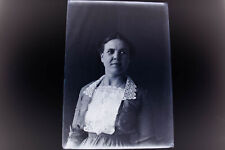 Antique 5x7 Inch Plate Glass Negative Of A Portrait Of A Woman Dressed Fancy V36 picture