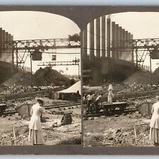 c1900s Lovely Girl Steel Mill Plant Stereo Photo Occupational Mine Steampunk V17 picture