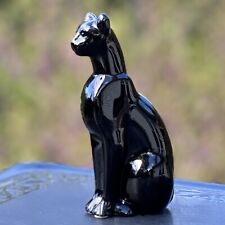 Baccarat Fine Crystal Egyptian Black Cat Figurine Made In France Vtg Signed picture