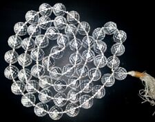 Sphatik Mala / Crystal Quartz Mala - Diamond Cutting - 55 Beads - 15 MM picture