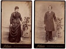 CIRCA 1880s CABINET CARDS JOHNSON AFRICAN AMERICAN BROTHER & SISTER NEW YORK picture