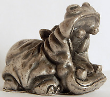 VINT PEWTER HIPPO HIPPOPOTAMUS FIGURINE MOUTH WIDE OPEN picture