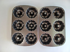 Lot of 2 NORDIC WARE 6 Cup BUNDT MUFFIN Cake Pan Nonstick Heavy Aluminum ~ EUC picture