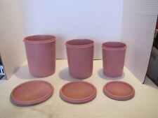 VTG TUPPERWARE 3 PC CANNISTER SET DUSTY ROSE SET 807-B 809-B 811-B USED READ picture