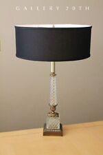 SUBLIME MID CENTURY CRYSTAL BRASS  TABLE LAMP VTG 1950s MCM HOLLYWOOD REGENCY picture