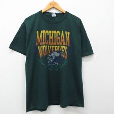 Xl/Used Short Sleeve Vintage T-Shirt Men'S 90S Michigan Wolverines Cotton Crew N picture