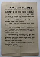 1926 NEWS BROADSIDE The Oil City Blizzard SUMMARY OF OIL CITY FLOOD CONDITION PA picture