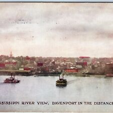 c1900s Davenport IA Mississippi River Steamer Steamship Paddle Boat Postcard A88 picture