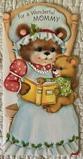 Unused Christmas Bear Mother Baby Chair Vtg Greeting Card 1960s 1970s Hallmark picture