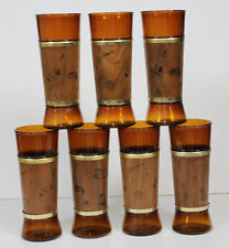 7 Vtg Siesta Ware Glasses Walnut Wrapped Western Cowboy Guns Horse Rodeo Lot Set picture