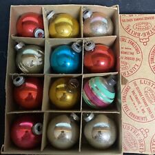 12 Vintage Lustre Brite Mercury Glass Christmas Tree Ornaments in Original Box picture