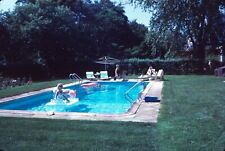 1971 Women Swimming Floating Backyard Pool Party Vintage 35mm Slide picture