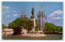 Brigham Young Monument Salt Lake City Utah Vintage Postcard Posted 1964 picture