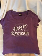 Harley Davidson Motorcycle Rhinestone Purple Women’s ￼Graphic 2XLG T-Shirt NWOT picture
