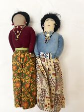Native American Stuffed Cloth Fabric Dolls w/Bead Jewelry Handmade Vintage  Lot picture