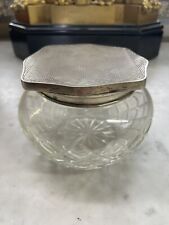 Antique 800 Silver Lid Cut Glass Powder Jar picture