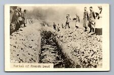 WW1 RPPC BURIAL OF FRENCH DEAD, SOLDIERS, MASS GRAVE PRIEST FR BLANK Postcard P6 picture