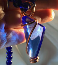 GORGEOUS RARE SIBERIAN BLUE QUARTZ CRYSTAL NECKLACE WITH PENDANT IN COPPER picture