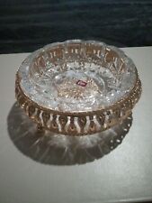 ROSE Metallic GLASS 3 FOOTED ORNATE Trinket DISH ASHTRAY VANITY JEWELRY 20's Sty picture
