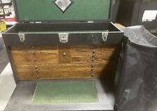 Vintage H. Gerstner & Son 11 Drawers Wood Machinist Chest Tool Box Leather Wrap picture