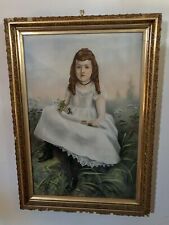 Large Antique Victorian Pastel Portrait of a Little Girl - 19thC - Beautiful picture