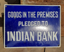 Vintage Old Antique Rare Indian Bank Adv. Embossed Porcelain Enamel Sign Board picture