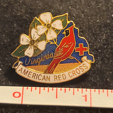 Virginia American Red Cross State Cardinal VA gold tone Lapel pin Tie Tac enamel picture