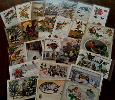Lot of 25 Antique~CHRISTMAS & NEW YEAR  POSTCARDS with Birds-In Sleeves~h984 picture