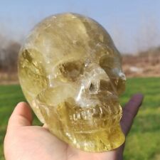 3LB Natural Citrine Skull Hand Carved Quartz Crystal Reiki Skull Healing picture