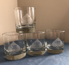 Set of 4 2014 Libbey Miller Beer Your Fortune Awaits Rocks Glasses Ace of Spades picture