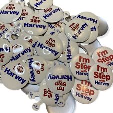 Lot of 58 “I’m In Step with Harvey” 70s-80s Metal Tab Buttons/Pins from Kentucky picture
