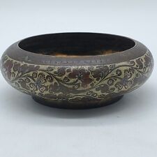 Heavy Brass Bowl Made In British India Antique Art Nouveau Sculpture picture