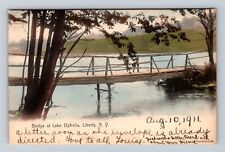 Liberty NY-New York, Bridge at Lake Ophelia, Vintage Souvenir Postcard picture