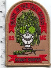 USMC Marine Scout Sniper Death in the Tall Grass Iron-On Patch picture